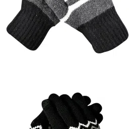 Striped, Self Design, Printed Winter Men Gloves-picture-5