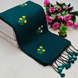 Ready to Wear Embroidered Pre Draped Saree Cotton Blend Saree-image-53