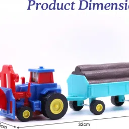 333mart Plastic Tractor Construction Set Friction Powered with Trolley, Play & Learn image 2