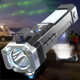 ™High Brightness Multifunctional LED GLASS BREAKING HAMMER + Side COB 8 hrs Torch Emergency Light-image-37