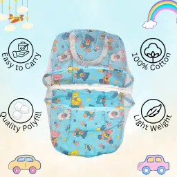 cuddlebud Cotton Infants Washable Baby mattress with mosquito net for unisex, 0-3 months Mosquito Net image 4