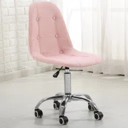 Charles Jacobs Office Swivel Chair & Adjustable Height Button Light Pink Color Leatherette Office Conference Chair-28