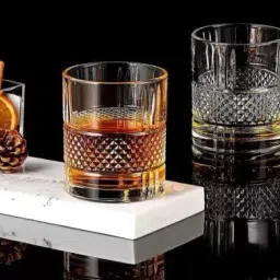 (Pack of 2) (Pack of 2) Original Crystal Square Whiskey Glass Set of 2 - Clear 300 Ml Glass Water/Juice Glass-19