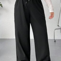 Women Solid Black Track Pants-image-47