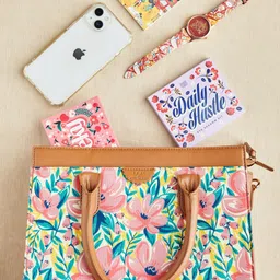 TEAL BY CHUMBAK Floral Printed Oversized Structured Handheld Bag image 1