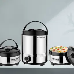 Stainless Steel Insulated Water Jug (5 Liter) & 2 Pcs Casserole (3500 ML) Pack of 3 Thermoware Casserole Set-7