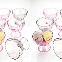 Plastic Dessert Bowl Crystal Shape Plastic Flower Shape Ice Cream Bowl 12 Pcs (150 ml, Plastic)-17