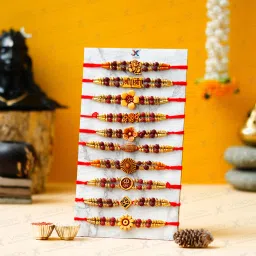 Rudraksh Set of 10 Rudraksh Rakhi Threads – Traditional & Sacred Rakhi Combo Assorted Rakhi Set-image-29