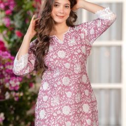 Women Printed Pure Cotton Straight Kurta-image-2