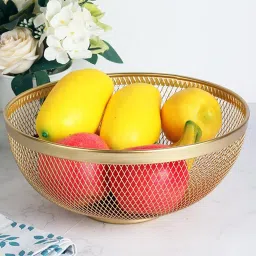 Multipurpose Mesh Fruit Basket For Dining Table | HW-14-GD | Gold Stainless Steel Fruit & Vegetable Basket-image-17