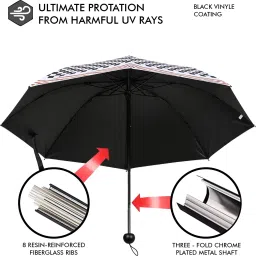 umbrella mart 3 Fold Digital Printed Rain Sun & UV Rays Protective Manual Open Umbrella image 4
