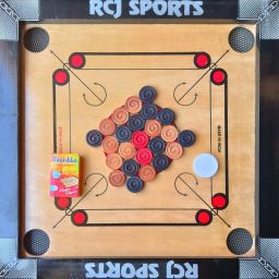 CARROM BOARD 20 INCH, 24 PCS. WOODEN COIN, POWDER & STRICKER 50 cm Carrom Board-picture-39