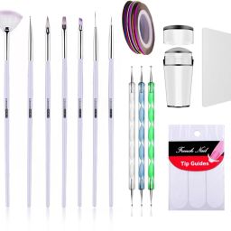 7 Nail Brush, 3 Dotting Pen, 3 Nail Tape,1 tip and Nail Stamp-0