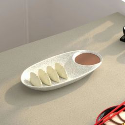 Lille Melamin Plates Set for Serving Snacks at Home, Marble Black, Tray-5