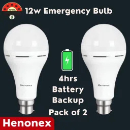 12W Emergency Light Bulbs with Battery Backup Pack of 2 LED for Home 4 hrs Bulb Emergency Light-16