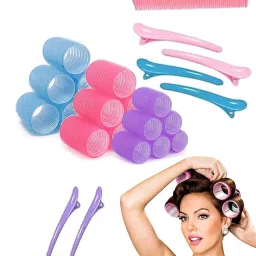 TRUJVE Stainless Steel Hair Comb 18pcs 3 Size Heatless Hair Curler Roller Kit Personal Care Appliance Combo-image-38