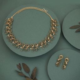Brass Gold-plated Gold, White, Green Jewel Set-image-43