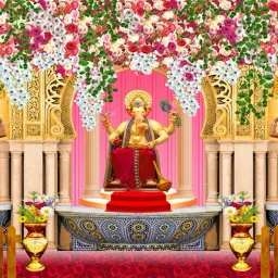 Ganesh Ji Decoration With Blackdrop (H:5ft X W:8ft) Altar Cloth-picture-5