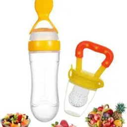 Baby Food Feeder Bottle With Spoon And Silicone Fruit Nipple BPA Free Pack of 2 - Silicone-image-24