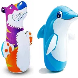 Combo Bop & Dolphin Shape 3-D Punching Hit Me Bag, Multi Color Inflatable HitMe Toys (Multicolor) Inflatable HitMe Toys-0