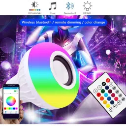 UPROKT Bluetooth Bulb Smart Multi Color Changing RBG Led Music Light Bulb Bluetooth Music Bulb Led For Party Home Decoration And Night Light WIth 7W RBG LED and 5 W bluetooth Sterio Speaker For Home Party Decoration, Birthday Celibration Night Light Smart Bulb Smart Bulb image 4