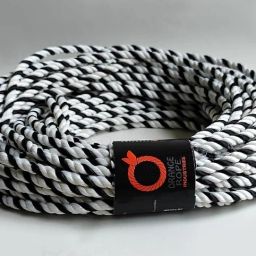 Polyester 3 Ply Rope for Craft & Hanging Decoration, Multi-Purpose Twine, ?White & Black-20