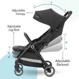bonfino Quick Fold Baby Stroller with 5-Point Safety Harness&Reclining Backrest, 0-3 Yrs Stroller image 3