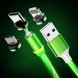 NKL Magnetic Charging Cable 1.2 m Nylon Fast Charging 360 Degree Rotate Lighting 3 in1 Charging Cable Super-14
