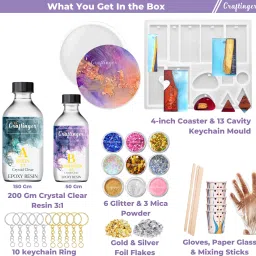 craftinger Diy Resin Keychain Making Kit With Crystal Clear Epoxy Moulds Art Craft image 2