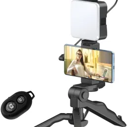 GT GLO TIME Vlogging Kit for Video Making with Mic, Tripod, LED Light & Phone Holder Clip Tripod Kit-image-25