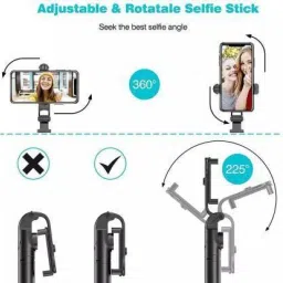 Inext High Quality 3in1 Wireless Selfie Stick Tripod XT-02 Monopod, Tripod Kit, Tripod, Tripod Clamp image 3