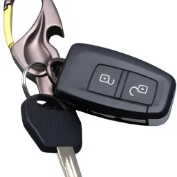 Durable Steel Carabiner Keychain, KeyRing with Bottle Opener two round hooks Locking Carabiner-image-39