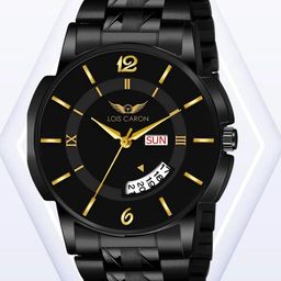 lois caron All Black Day & Date Functioning Long Life Black Plated Analog Watch - For Men LCS-8573-picture-1