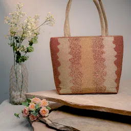 NR By Nidhi Rathi Women Textured Oversized Structured Jute Shoulder Bag-11