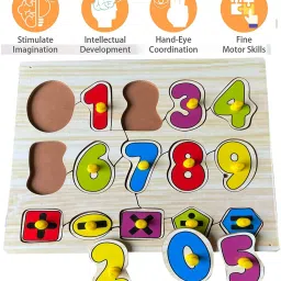 shalafi Number Puzzle Board for Kids with Colorful Picture Early counting Learning Board image 2