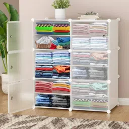 12-Shelf 6 Door almirah of clothes, cupboard clothes , wardrobe plastic almirah PP Collapsible Wardrobe-image-51