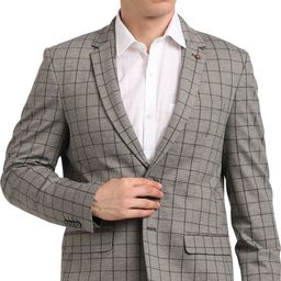 turtle Men Checkered Single Breasted Casual Blazer-picture-16