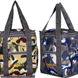 Branded Premium Quality Hand Lunch bag Medium Size Combo(Pack of 2) for both Men and Women for Office ,School , College, Picnic (blue, Beige/10L) Waterproof Lunch Bag-5