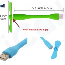icall Combo of 2 Pis Flexible USB Fan- Emergency Combo use with Power bank, Laptop, Computer and any USB Port Led Light image 2