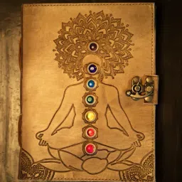 SEVEN CHAKRA EMBOSSED Leather Multi-Stone Journal Metal Lock A5 Journal UNRULED 200 Pages-7