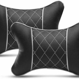 Black, Silver Leatherite, Cotton Car Pillow Cushion for Universal For Car-55