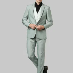 Men 3PC SB 2BTN NTCH LPL WID CORD W/C -CONT Self Design Suit-image-43