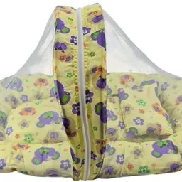 Baby Bed with Thick Mattress, Mosquito Net with Zip Closure & Neck Pillow Sleeping Bag-image-88