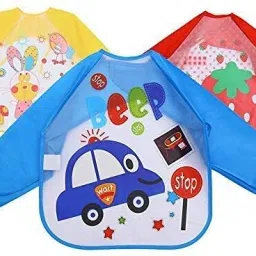 My newBorn Baby Sleeves Washable And Waterproof Bib Pack Of 3 Multicolor-image-5