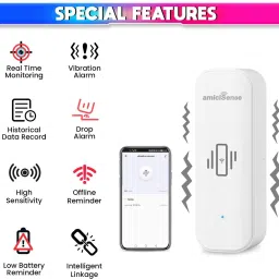 amiciSense WiFi Vibration Sensor, Real-Time Notification Alerts with Intelligent Linkage Wireless Sensor Security System image 2