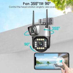 AVOIHS WiFi 1080p Dual Lens PTZ Security IP Camera 360° View TwoWay Audio Night Vision Security Camera image 3