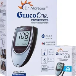 dr. morepen BG-03 with 25 strips (Free 4 battery cell and 25 lancet with kit) Glucometer image 2