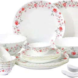 Pack of 33 Opalware Imperial Red Rose Fantasy Dinner Set-11
