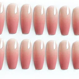 the pink truck Set of 24 Artificial reusable Nails in Tomato with Ombre Design with glue Red, Natural, Ombre image 2