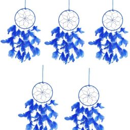 Beautiful Blue 6 Inches Dream Catchers Attract Positive Dreams (Pack Of 5) Wool Dream Catcher-image-29